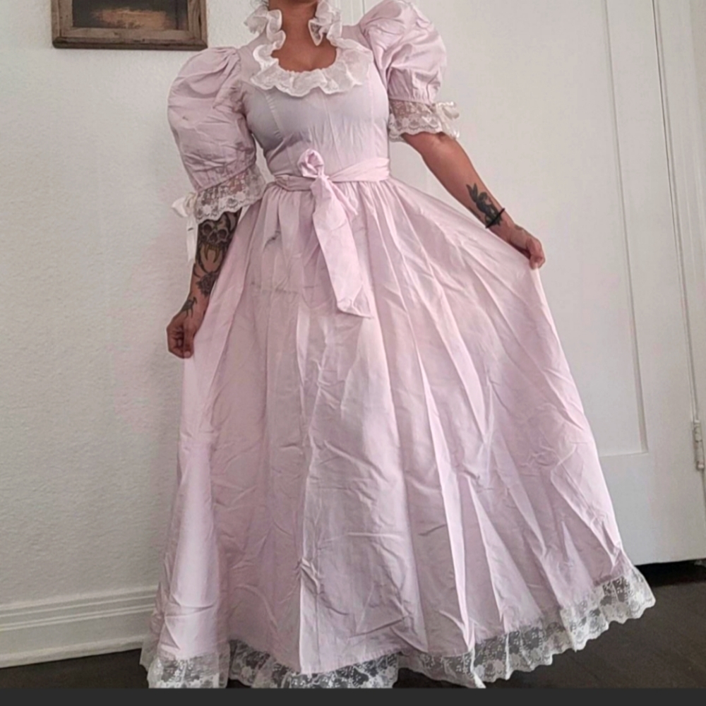 Gunne sax pinkish lavender romantic renissance bridal dress size 9 - Picture 2 of 7